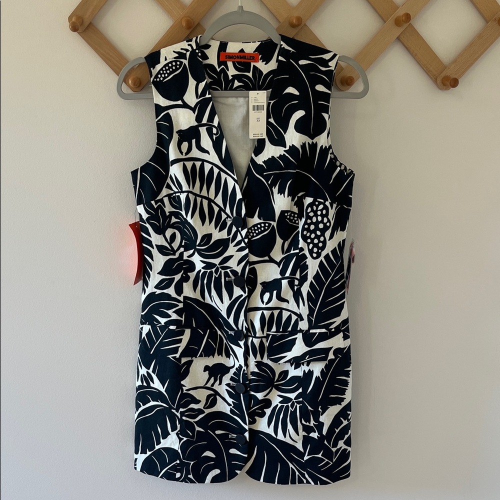 NWT Anthropologie Simon Miller Black and White Leaf Pattern  Sheath Dress